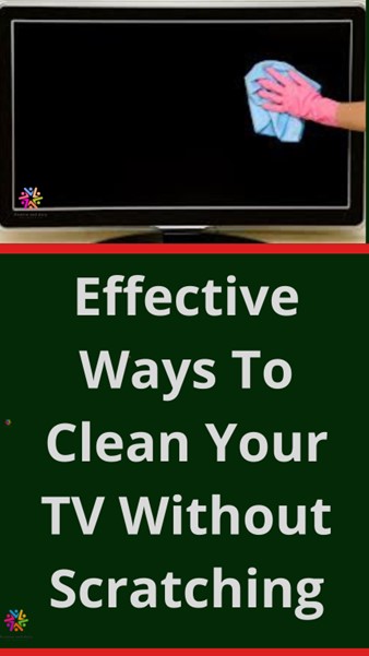 Cleaning a flat-screen TV with a microfiber cloth to remove dust and smudges without scratching